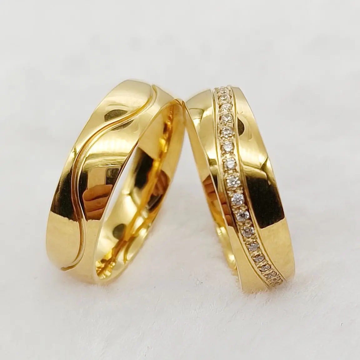 Wedding Rings For Men And Women Designer Fashion Titanium Jewelry Cubic Zirconia 18k Gold Plated Lovers Couples Ring eheringe