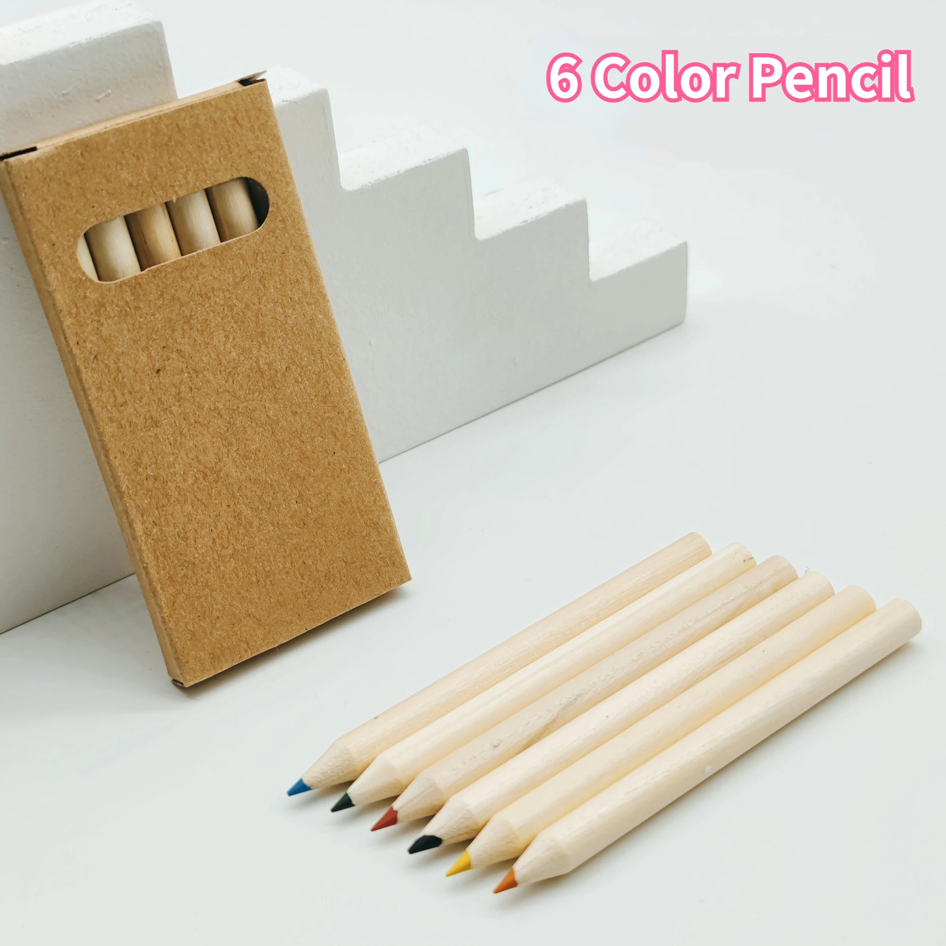 6pcs matite colorate Mini matita corta in legno da 3.5 pollici per pastelli da Golf per Hotel matite per schizzi torna a scuola cancelleria per scrivere