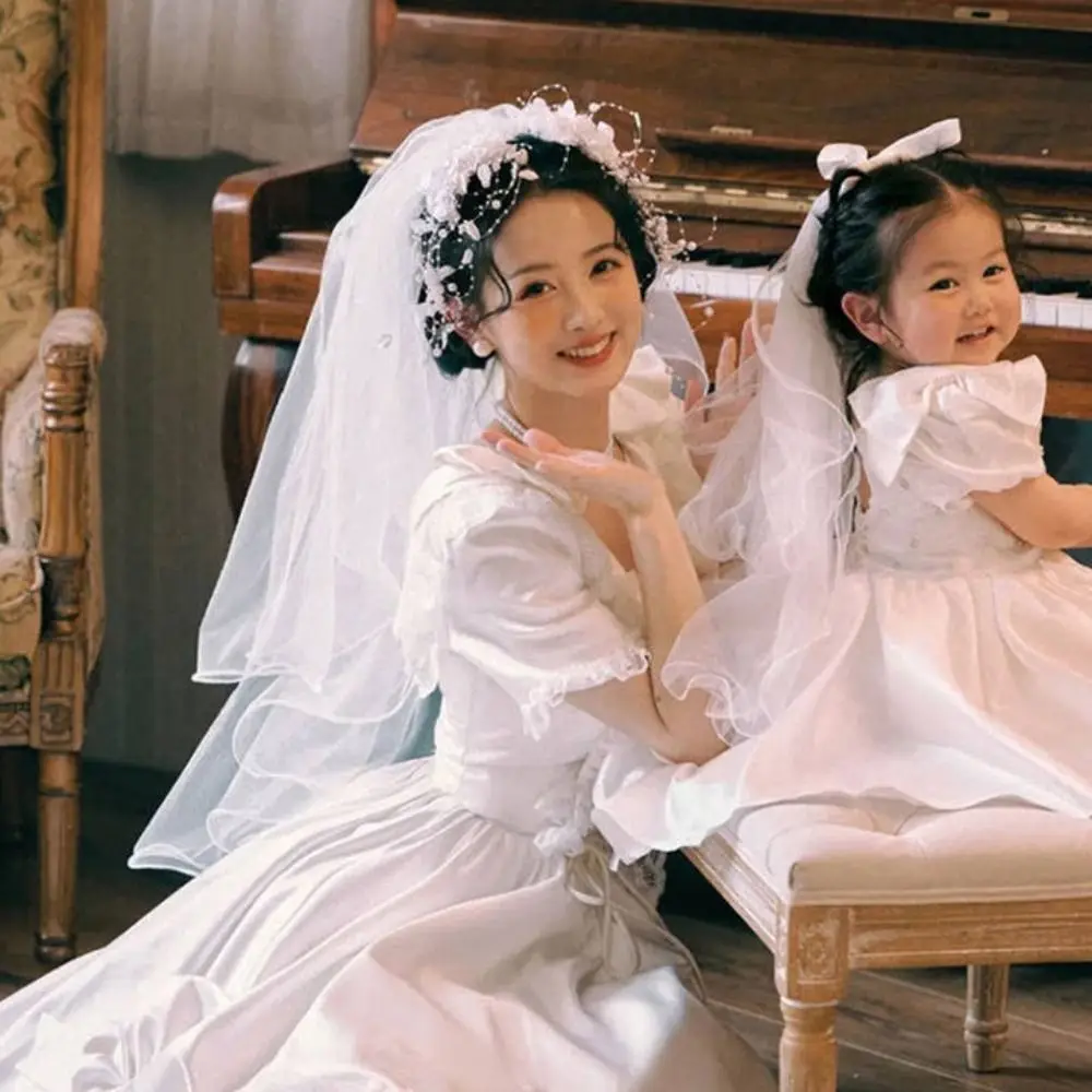 

Изысканный головной убор невесты с белым цветком, кружевной свадебный головной убор во французском стиле, элегантная повязка на голову для свадьбы, аксессуары для волос