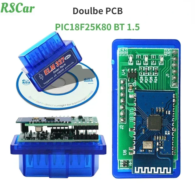 

Super Mini ELM327 V 1.5 Double PCB for Android PIC18F25K80 Universal Vehicle Diagnostic Tool OBD2 Protocol ELM 327 Scanner V1.5