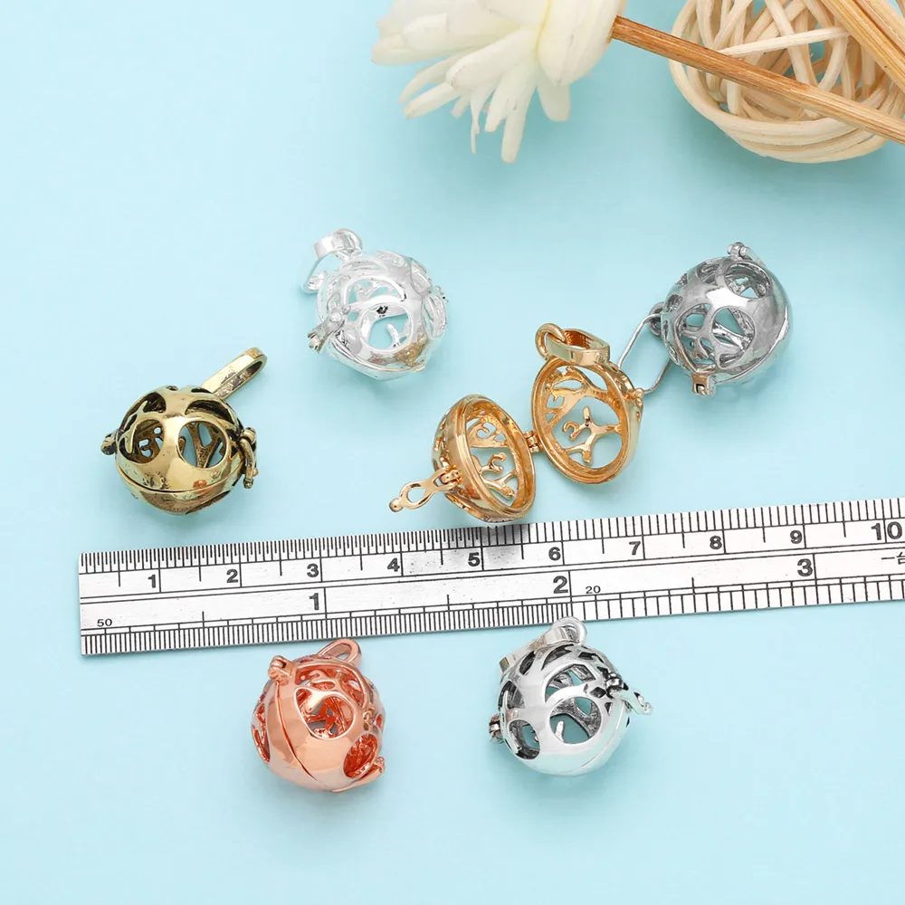 OCESRIO Retro Harmony Ball Chime Bola Necklace Pendant for Pregnancy Copper Gold Plated Wishing Ball Gifts for Wife pdtb403