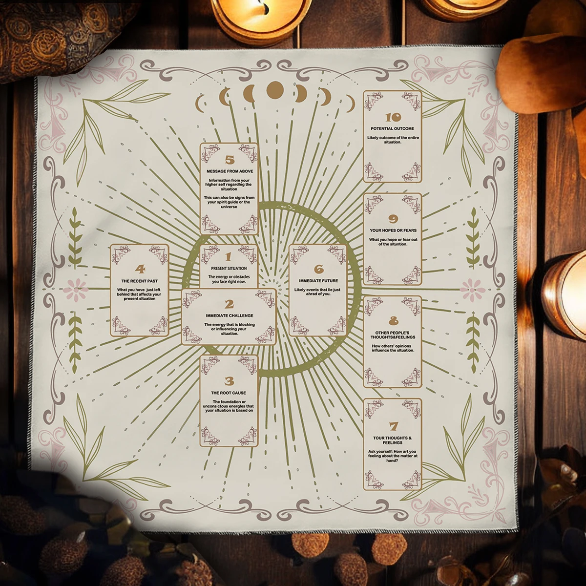 Keltisches Kreuz Altartuch Tarot Karte Tischdecke Hexe Mond Wahrsagerei Tischdecke für Tarot Matte Witchy Geschenke Dekor Kartenblock – Detail 10