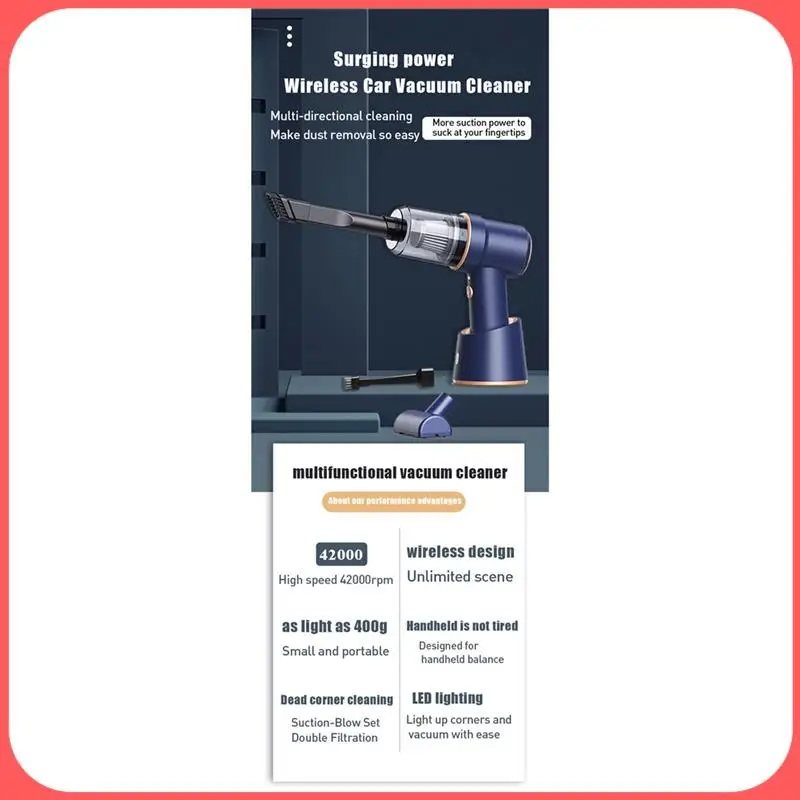 

AA89-80000Pa Car Vacuum Cleaner Wireless Charging Compressed Air Handheld High-Power With HEPA Filter For Home Office Car