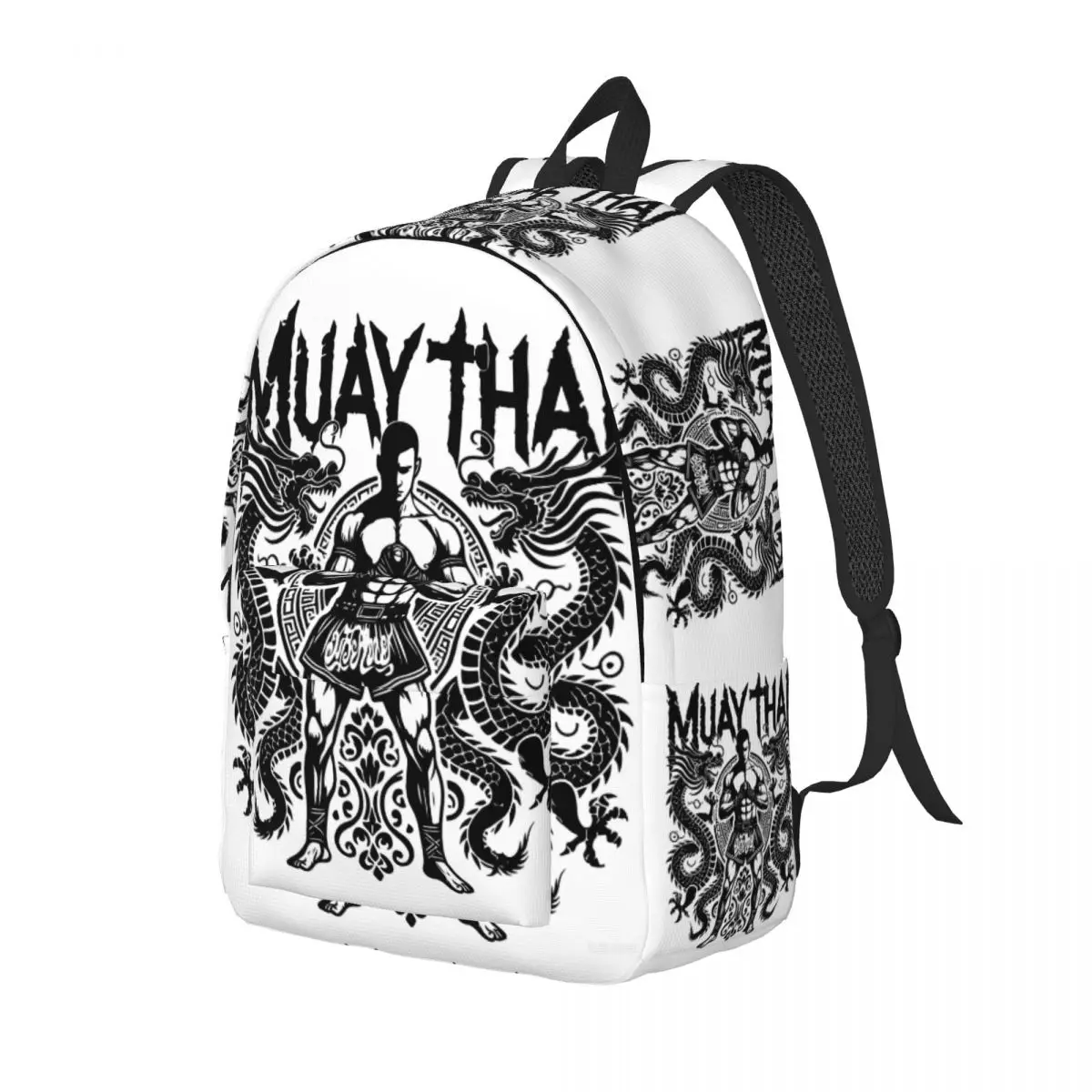 Custom Retro Muay Thai Fighter Laptop Backpack Men Women Basic Bookbag for College School Student Fighters Boxer Bag