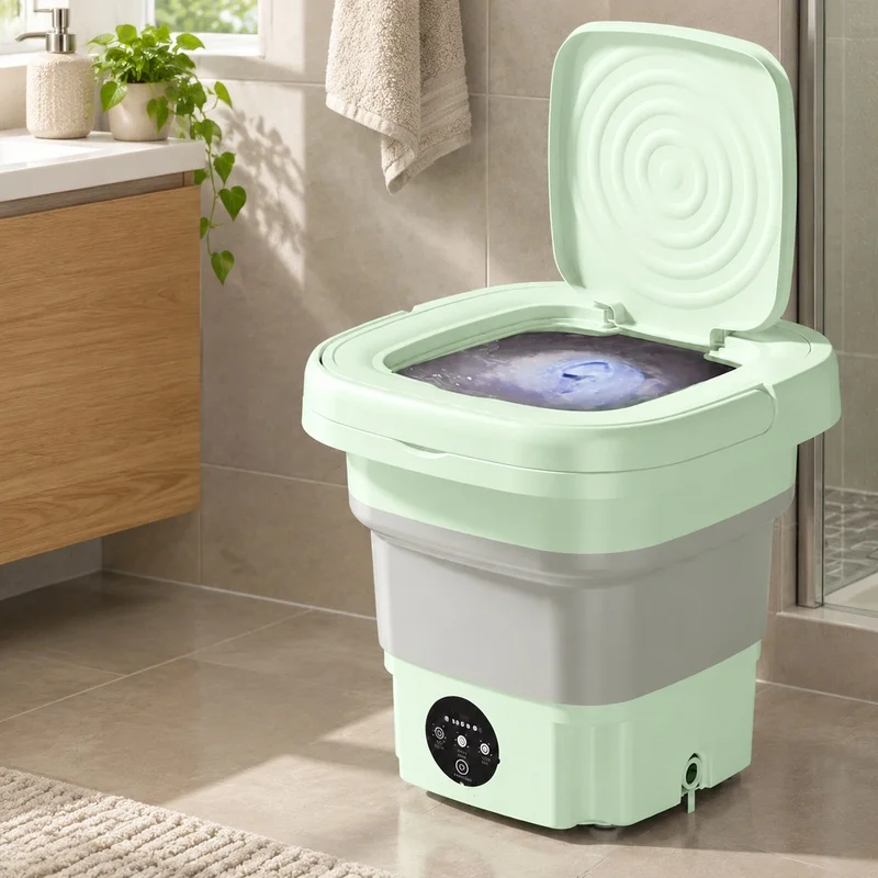 Foldable Mini Washing Machine for Small Laundry, Portable and Space-Saving for Dorm Rooms and Delicates