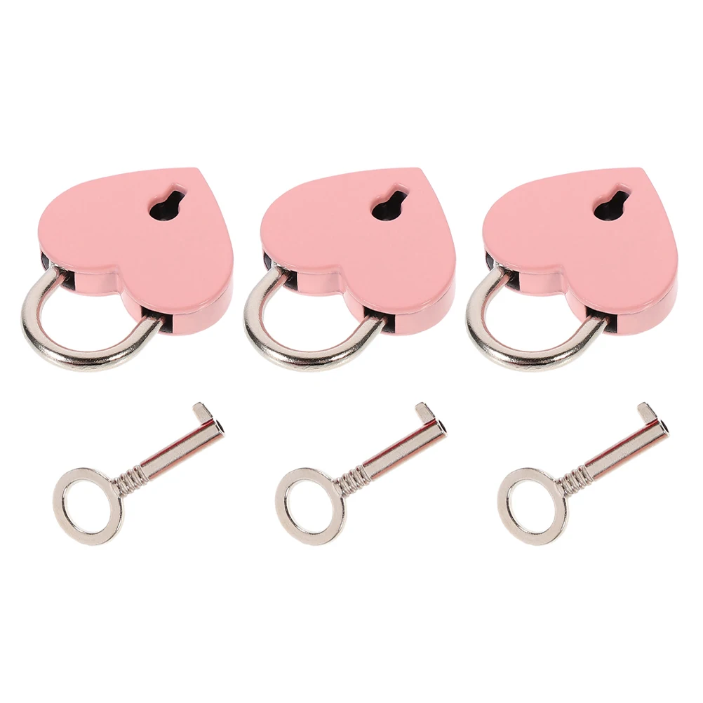 

Heart Shaped Lock Padlock Key Mini Wallet Locker Golden 3 Sets Small Travel Zinc Alloy Durability Strong Gloss Decor