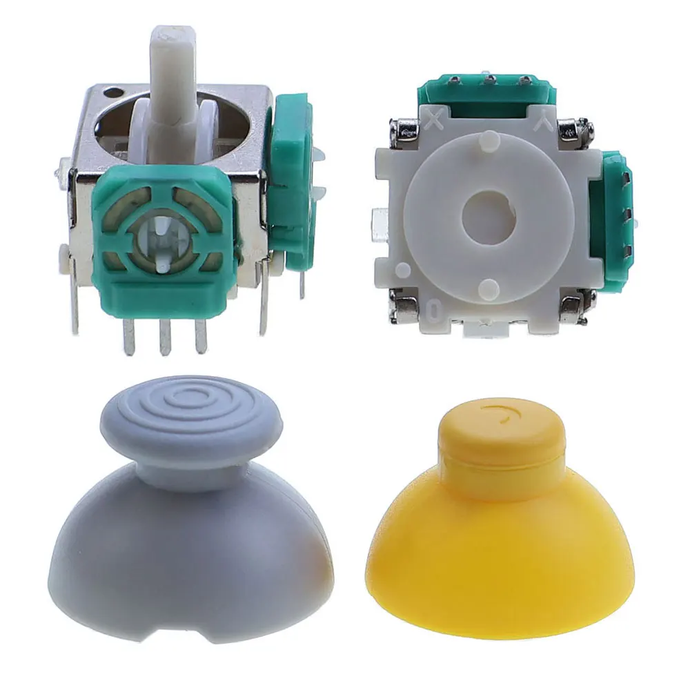 Réparation de Joystick analogique 3D de remplacement pour contrôleur GameCube NGC GC gris jaune gauche droite boutons de capuchon de pouce