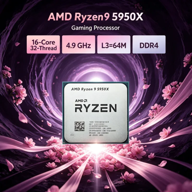 AMD Ryzen 9 5950X 3.4 GHz but without cooler 105W UP to 4.9GHz L3=64M Socket AM4 Gaming CPU 16-Core 32-Thread DDR4