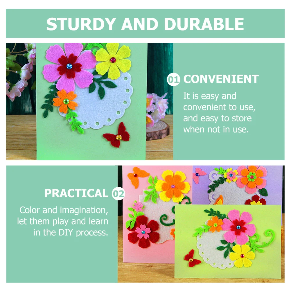 

6Pcs Kids Handmade Cards Material Non-Woven DIY Cards Making Kit Educational Craft Supplies for Kids School Children Playthings
