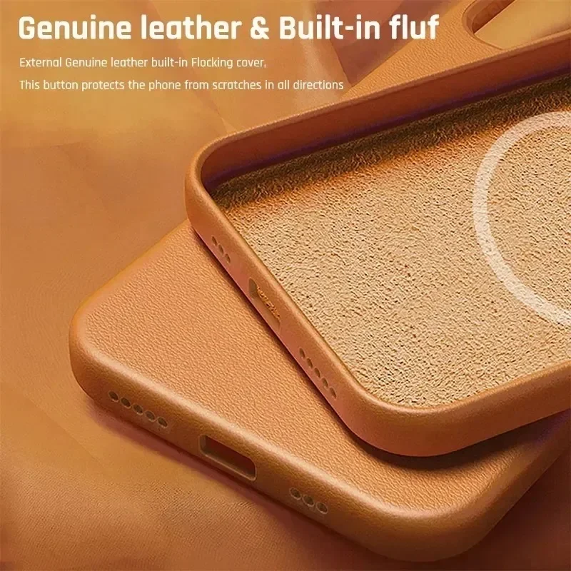 Luxury Magnetic Leather Case for Apple iPhone 18 17 Pro Max 16 13 12 14 15 Plus Official MacSafe for Magsafe I Phone Cover Etui