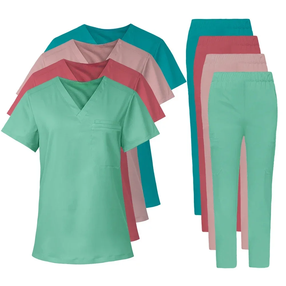 Designed for Comfort and Leisure Summer Elastic Quick-drying Medical Scrubs for Pet Hospital Short Sleeve and Long Pants Set