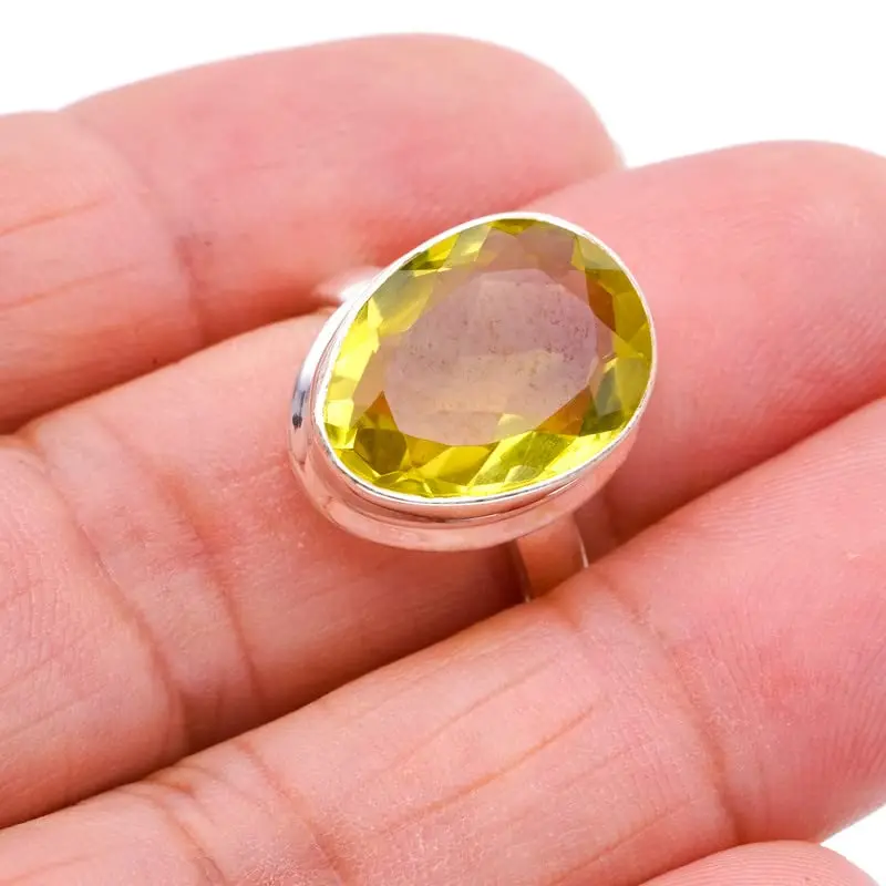 

StarGems® Natural Green Amethyst Handmade 925 Sterling Silver Ring 7 F0324