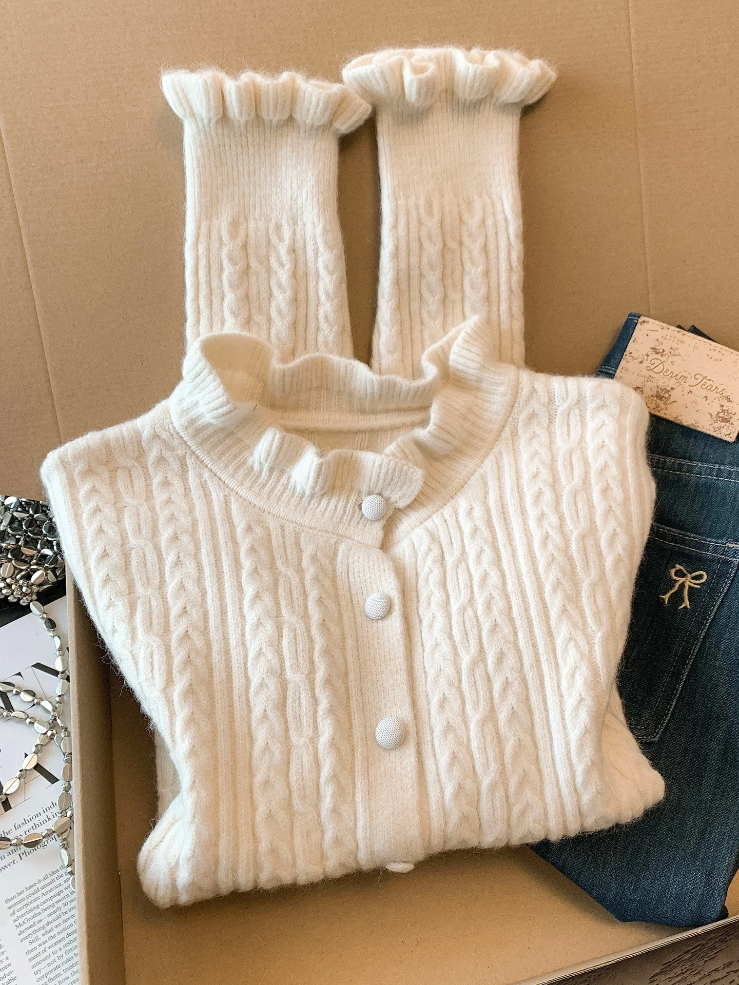 

Кардиган женский вязаный Chao Level Recommendation Wood ain, новинка ранней весны, мягкий длинный свитер-накидка