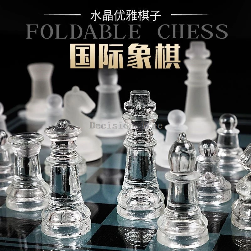 2024 glass crystal occidental chess children casual puzzle backgammon elegant transparent entertainment chessboard chessman set