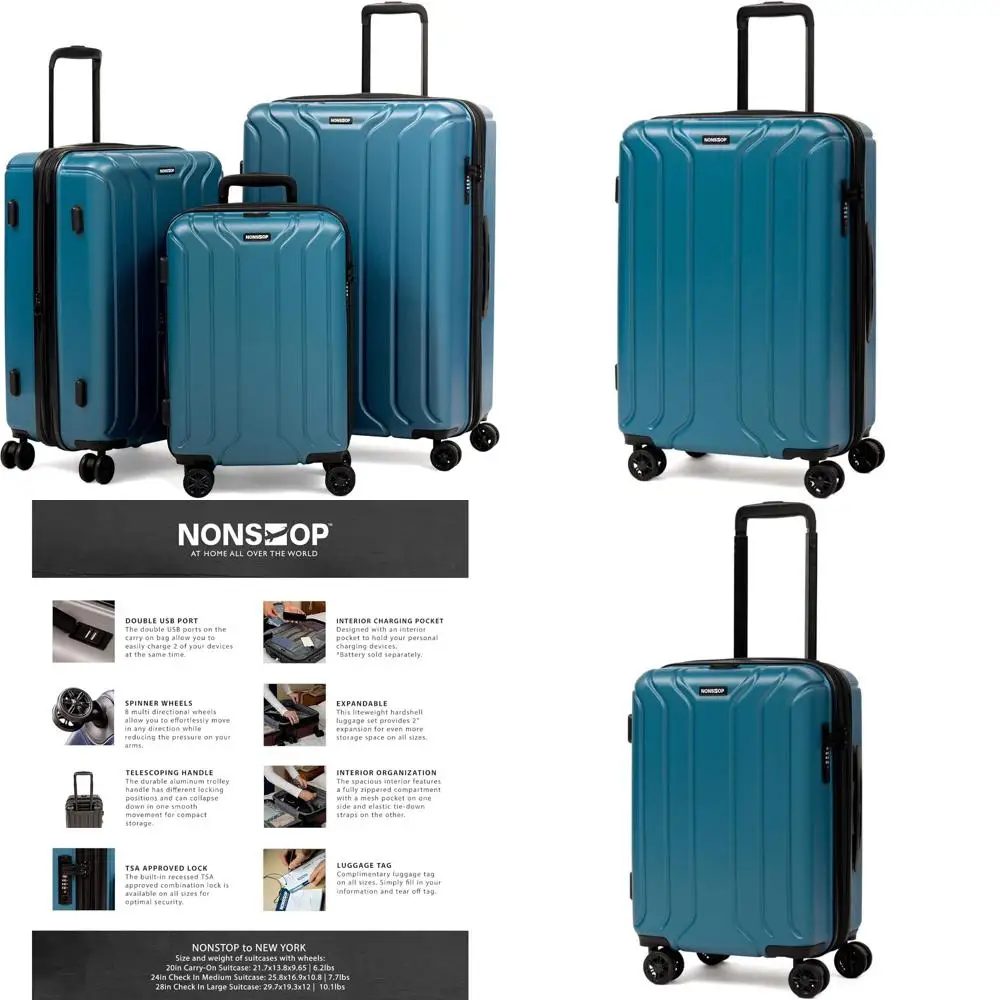 

расширяемый багаж с твердым корпусом для путешествий Нью-Йорка с замком tsa, легким дизайном и двумя портами USB