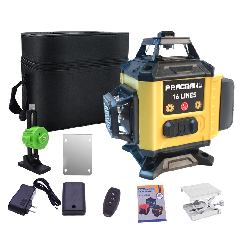 Pratico 16 linee 4D telecomando Wireless linee verdi livello Laser autolivellante con 1/2 batterie