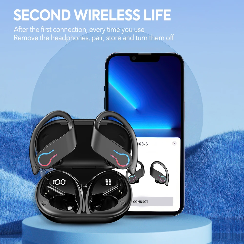 Mpow Q63 Bluetooth 5.3 Earphones Sports Headset Wireless In-Ear 200H Standby Time IPX7 Waterproof HiFi Stereo Gaming Earbuds