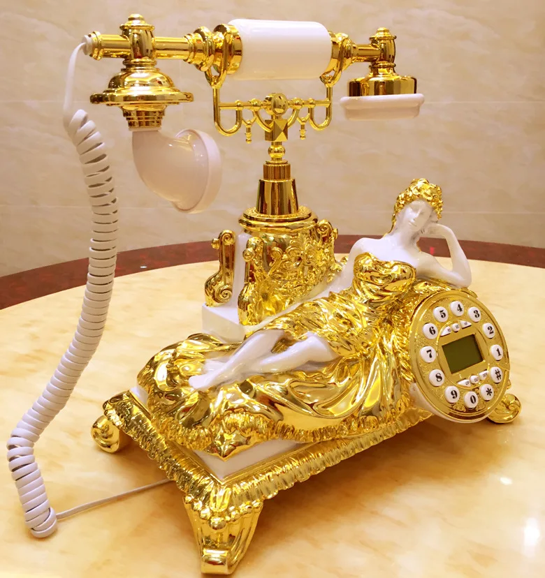 European style fashion antique phone pastoral retro phone, old style home bedroom antique fixed-line phone