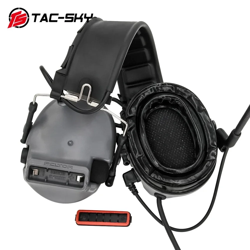 TS TAC-SKY COMTAC Removable Headband Silicone Earcups Shooting Noise-Canceling Tactical Headset COMTAC III (GY) +U94 PTT