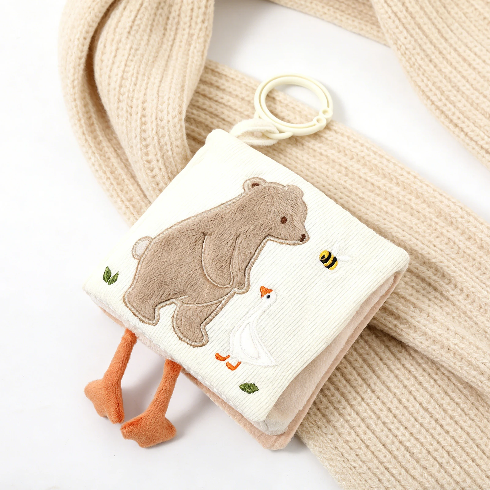Baby Security Blanket Lovey Comforter, Sensory Plush Cartoon Lamb, Portable Hanging Grab Toy for Newborn Early Learning