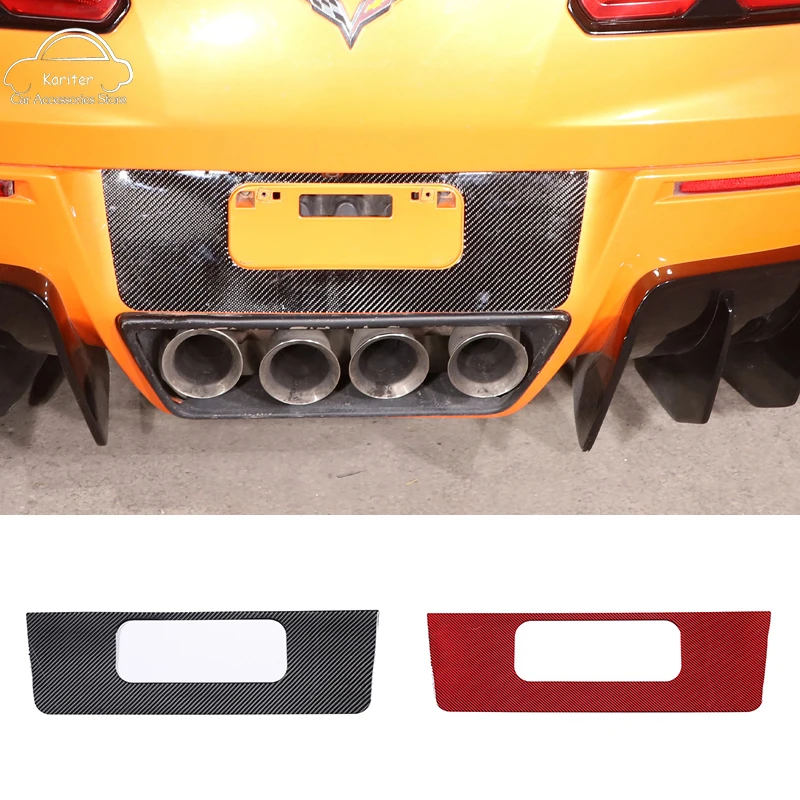 

For Chevrolet Corvette C7 2014-2019 Soft Carbon Fiber Car Rear License Plate Frame Panel Decorative Sticker Molding Accessories