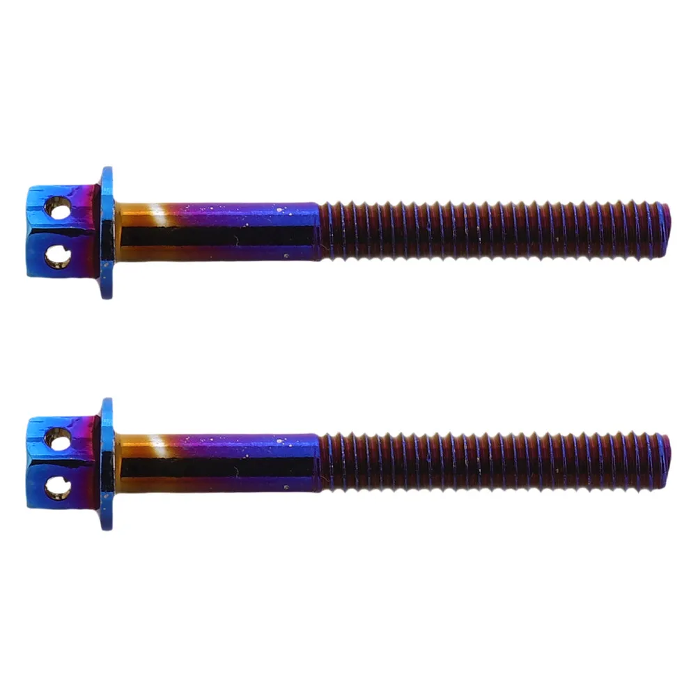 

2Pcs Motorcycle License Plate Screws Burnt Titanium Colorful Blue Baked Design Electric Motorcycle Modification License Plate