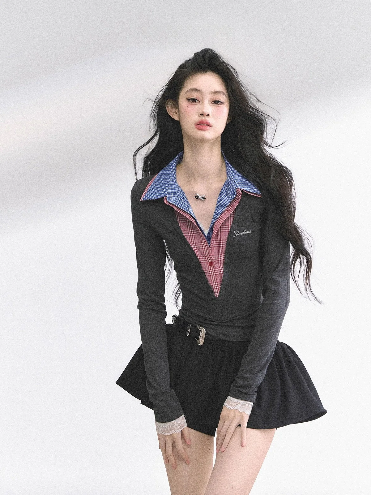 

Футболка AOMALM Tokyo Top Student American Sle Long Sve Spicy Girl, женская, летняя, дизайнерская, облегающая, из смесового хлопка