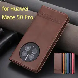 Deluxe Magnetic Adsorption Leather Fitted Case for Huawei Mate 50 Pro / Mate50 Pro Flip Cover Protective Case Capa Fundas Coque