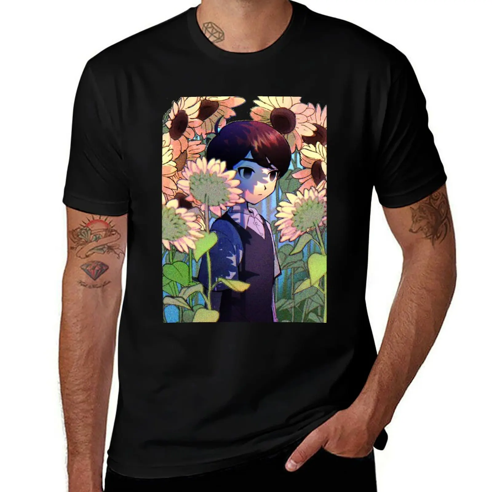 

omori Tshirt - Omorri sunflower fanart - omori game sticker T-Shirt shirts graphic tee oversized t shirt sweat men workout shirt