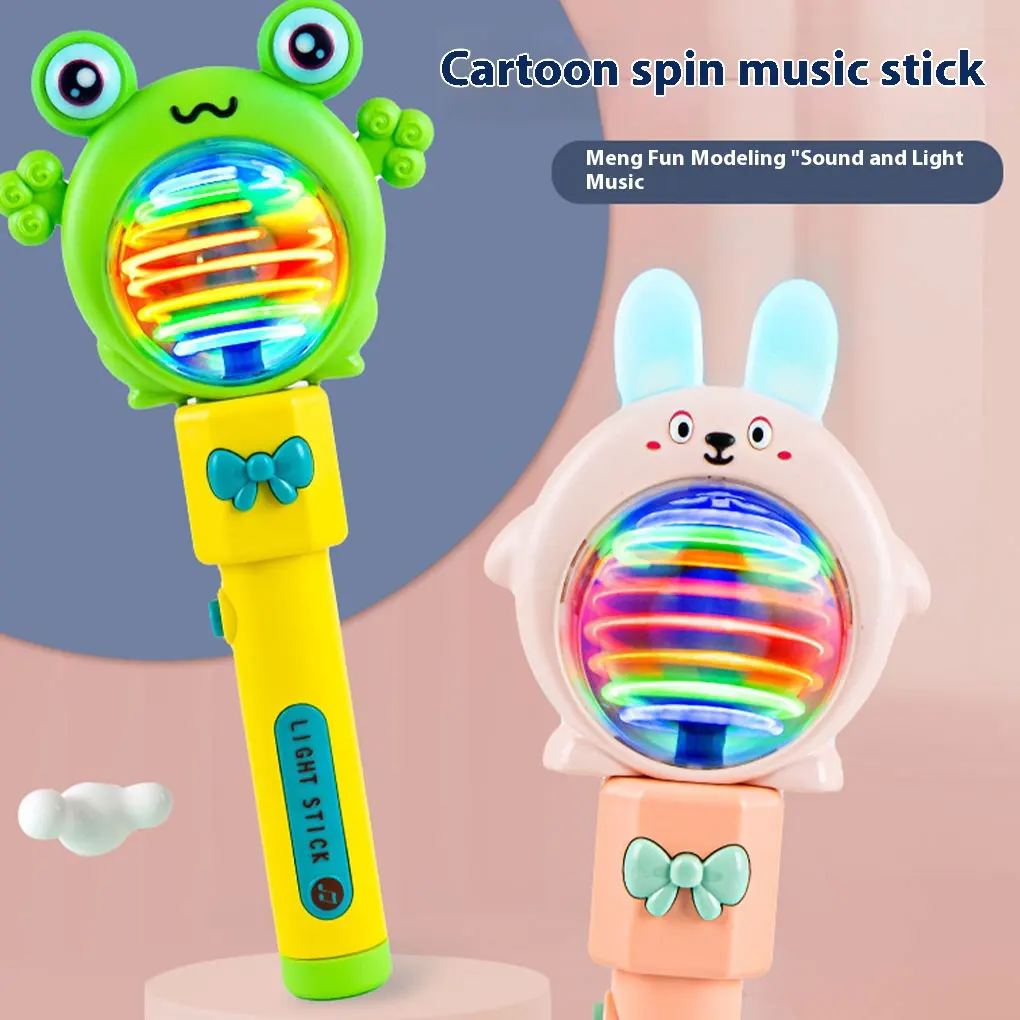 Baguette musicale en caoutchouc lapin/grenouille pour enfants, avec lumières rotatives, jouets électriques à baguette LED