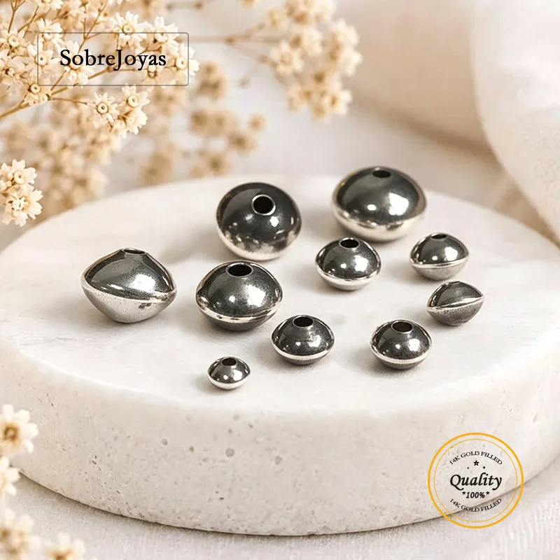 Navajo Style 925 Sterling Silver Smooth Saucer Pearl Beads for Crafting And Jewelry Making Wholesale Necklace and Bracelet