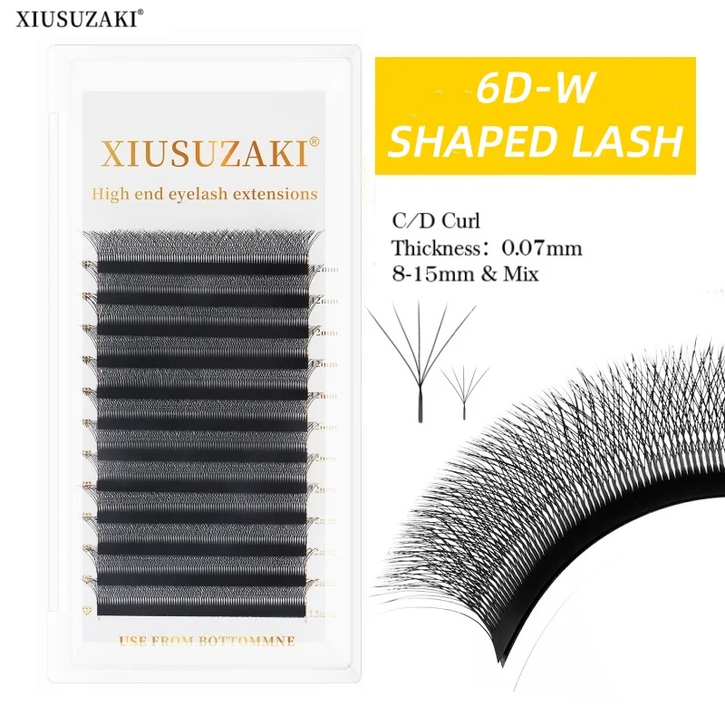 

XIUSUZAKI 5D W Shaped Bloom Automatic Flowering Premade Fans Eyelashes Extensions Natural Soft Light High Individual Lash