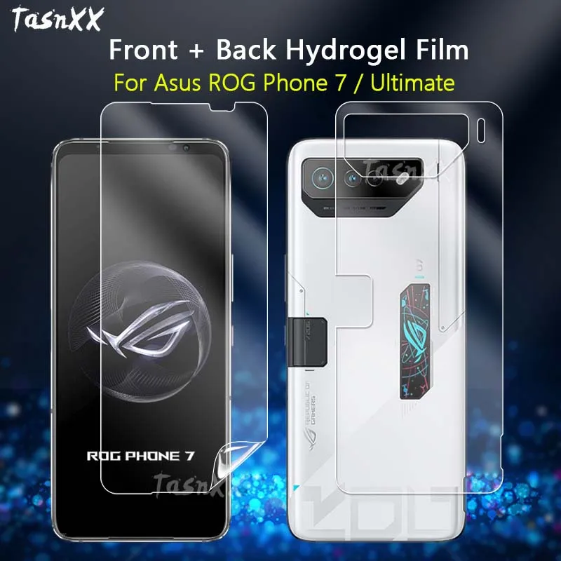 

2in1 Front / Back Screen Protector For Asus Rog Phone 7 Pro Ultimate Clear Full Cover Soft Repairable Hydrogel Film -Not Glass