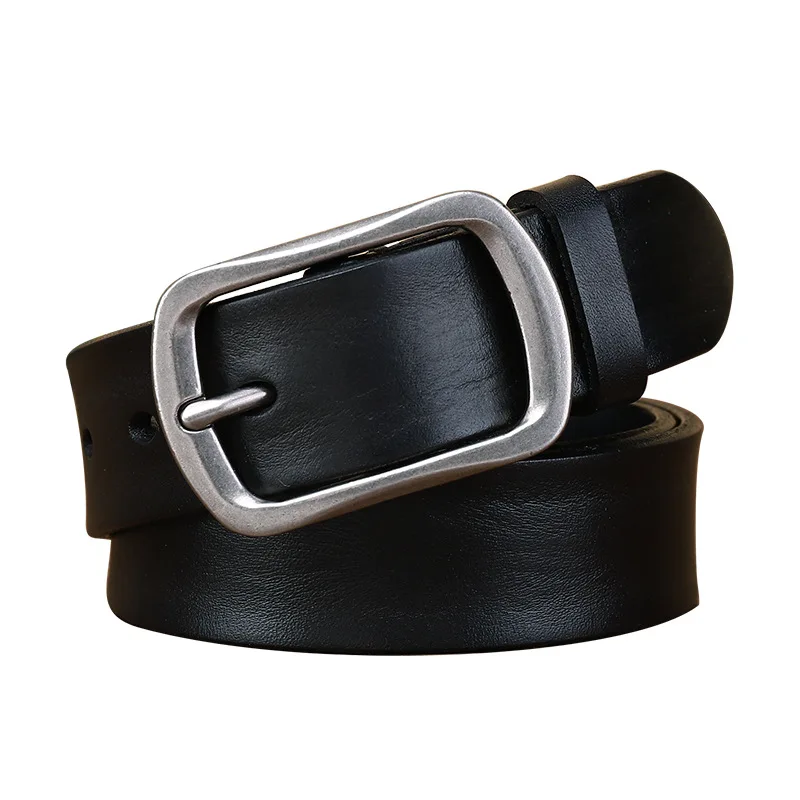 Young Men Trendy Genuine Leather Belt Classic Pin Buckle Simple Daily Pants Belt