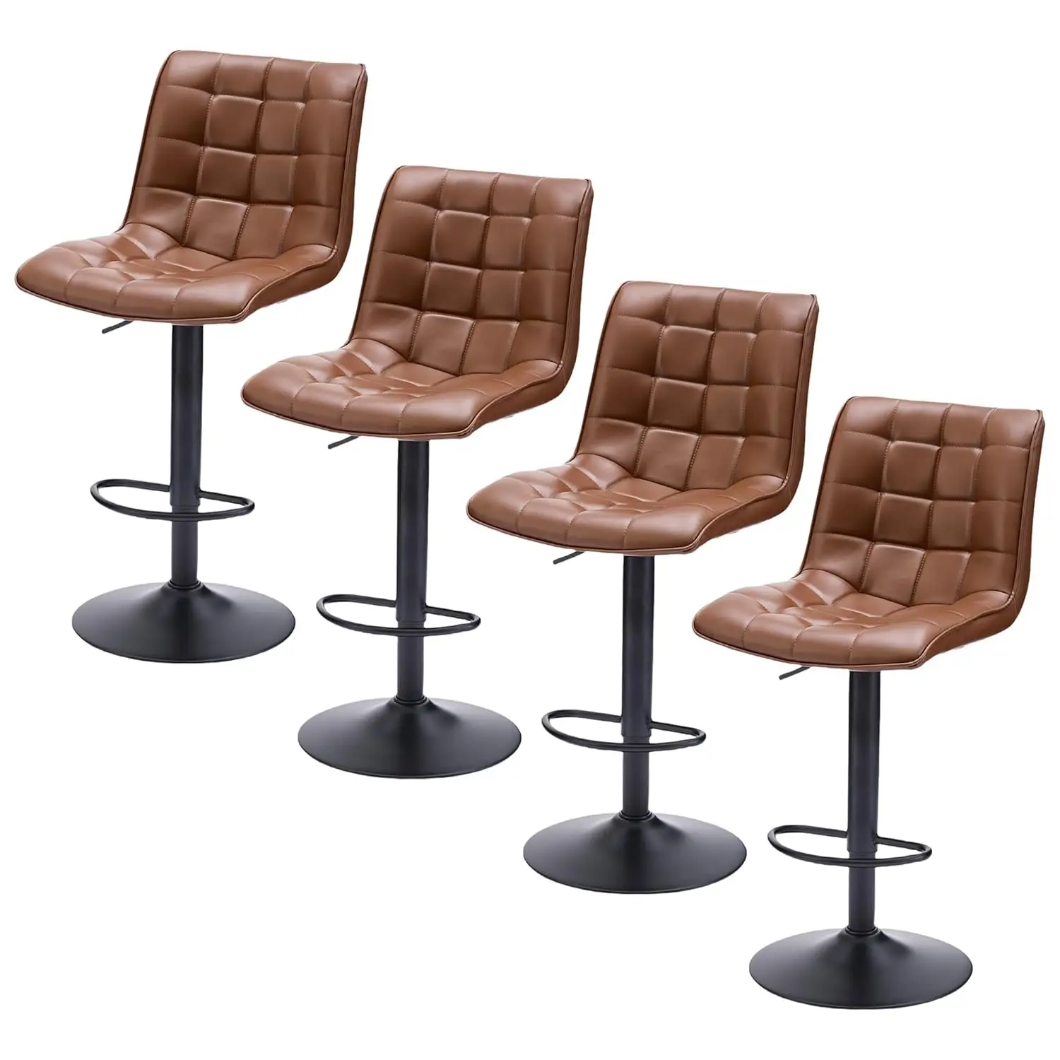 

Counter Height Bar Stools, Swivel Barstools Set of 4 with Backs, Modern Brown Bar Chairs for Kitchen Island, Customized