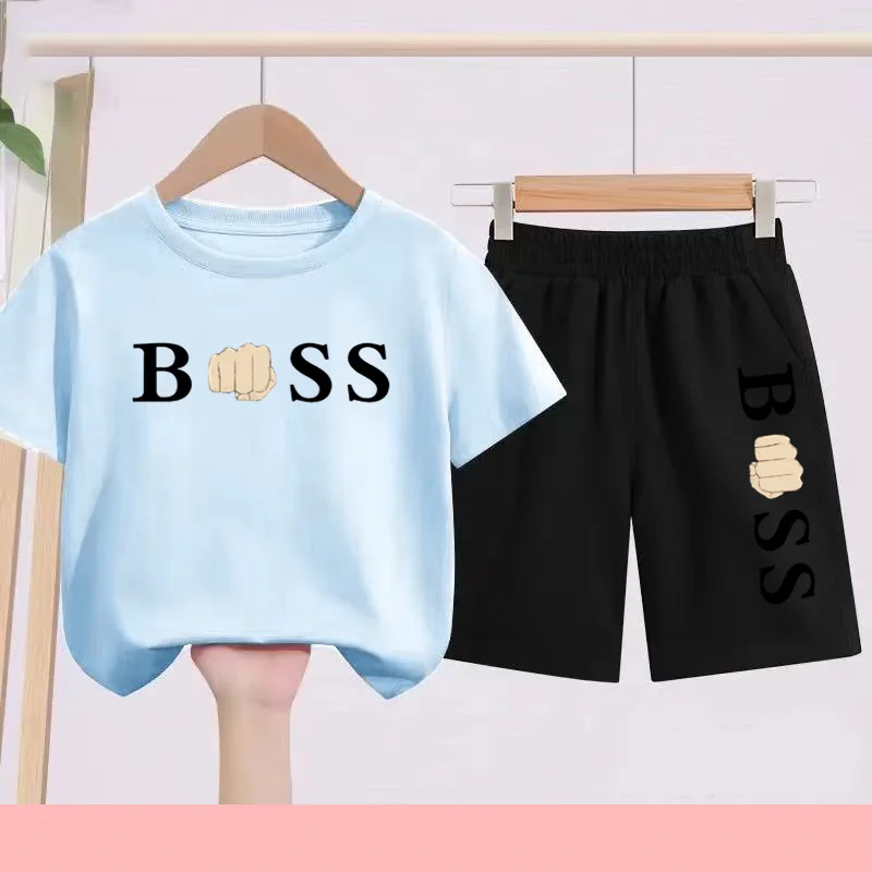 

Children's Sports Set Casual T-shirt + Shorts Set T-shirt Set Charming Short-sleeved Sports Suitable for Children Aged 3 to 13