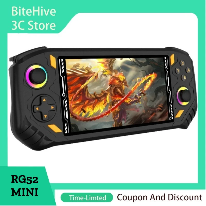 RG52 MINI Handheld Game Console Support Bluetooth WIFI RK3562 Chip 64/128G EmuELEC System 5.5'' IPS Screen Video Game Console