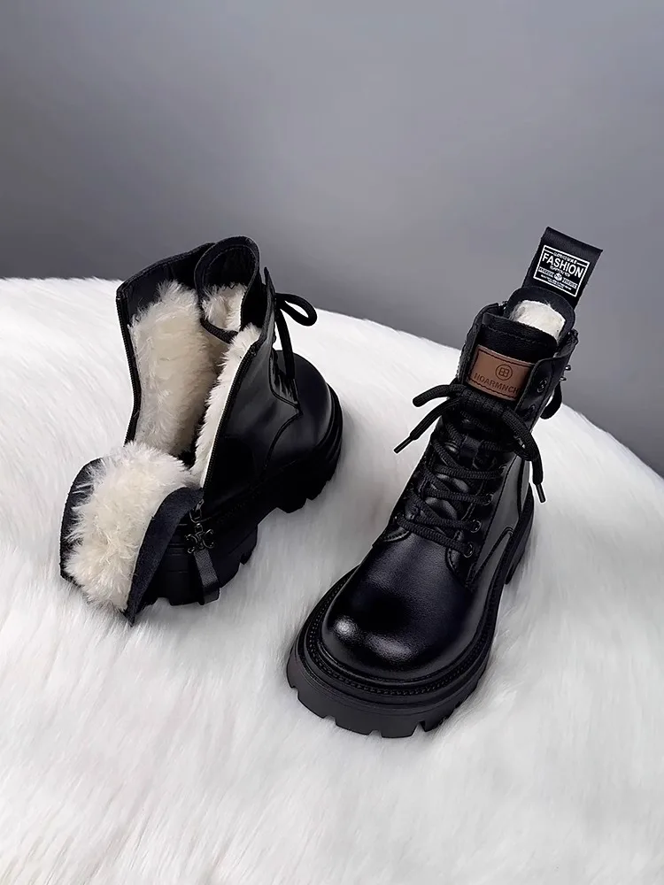 Зимние сапоги с круглым носком для женщин. Сапоги на плоском каблуке. Женская зимняя обувь. Застежка-молния с резиновой подкладкой. Ботильоны Лолита 2026 Med Rock Ladie.