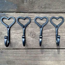 1pc/4pc Iron Decorative Vintage Hat Bedroom Home Wall Mounted Holder Black Hanger Heart Shape Coat Storage Hook Door