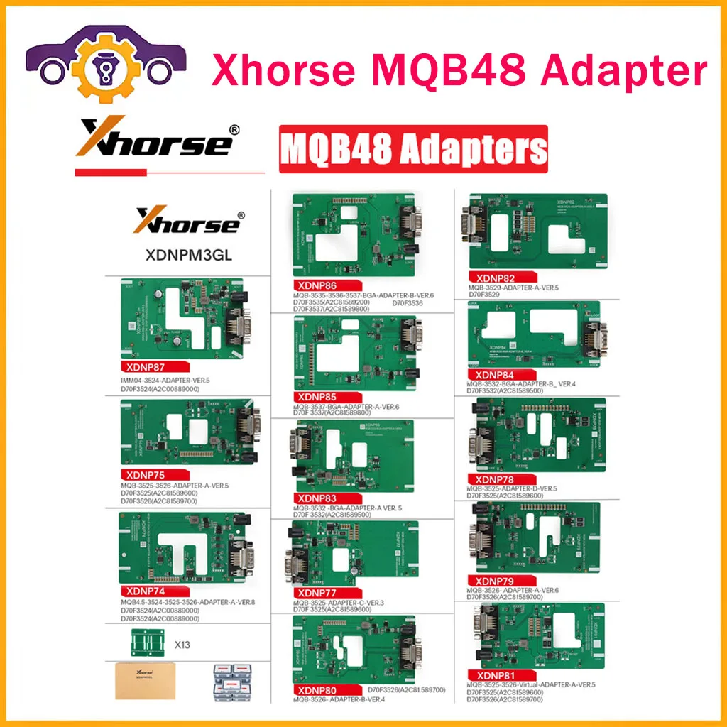 

Адаптер Xhorse MQB48 без разборки, без пайки, 13 комплектов адаптеров XDNPM3GL для VVDI PROG и инструмента для ключей, Plus Pad