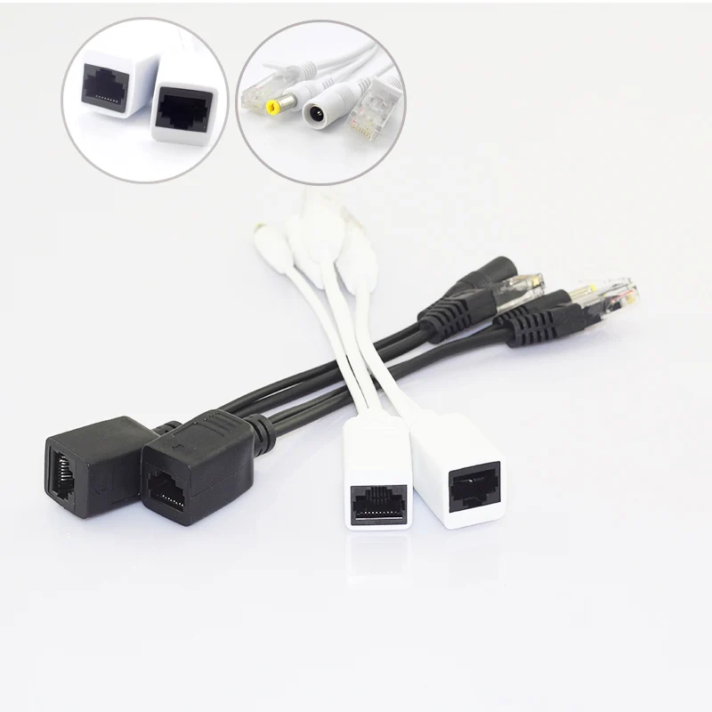 1 Pair 12v POE Splitter Adapter Accessories RJ45 Injector Kit Power Cable Camera Cctv Connector for Security Camera Cctv C4