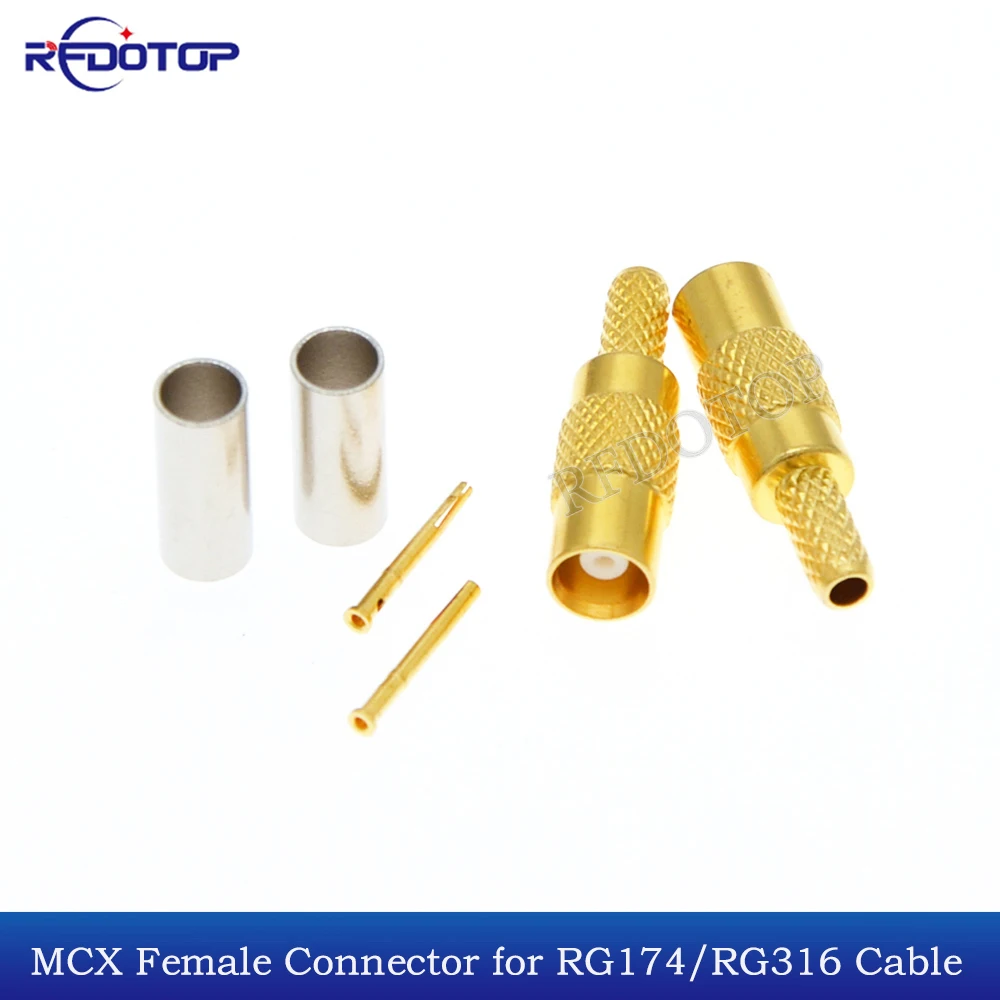 10PCS/Lot MCX Female Straight/Right Angle Crimp 50ohm MCX-1.5 Type RF Connector for RG174/RG178/RG179/RG316/LMR100 Cables