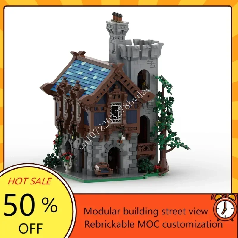 

5637 деталей MOC: Средневековый замок, модель-конструктор, магазин керамики, техническая сборная игрушка для творческих детей, праздничный подарок