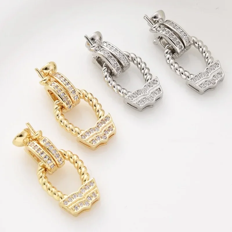 

DIY Jewelry Connector 18KGold-Plated Brass Twist U Shape Pearl Clasp Fixed Lock Handmade Necklace Bracelet Accessories Wholesale