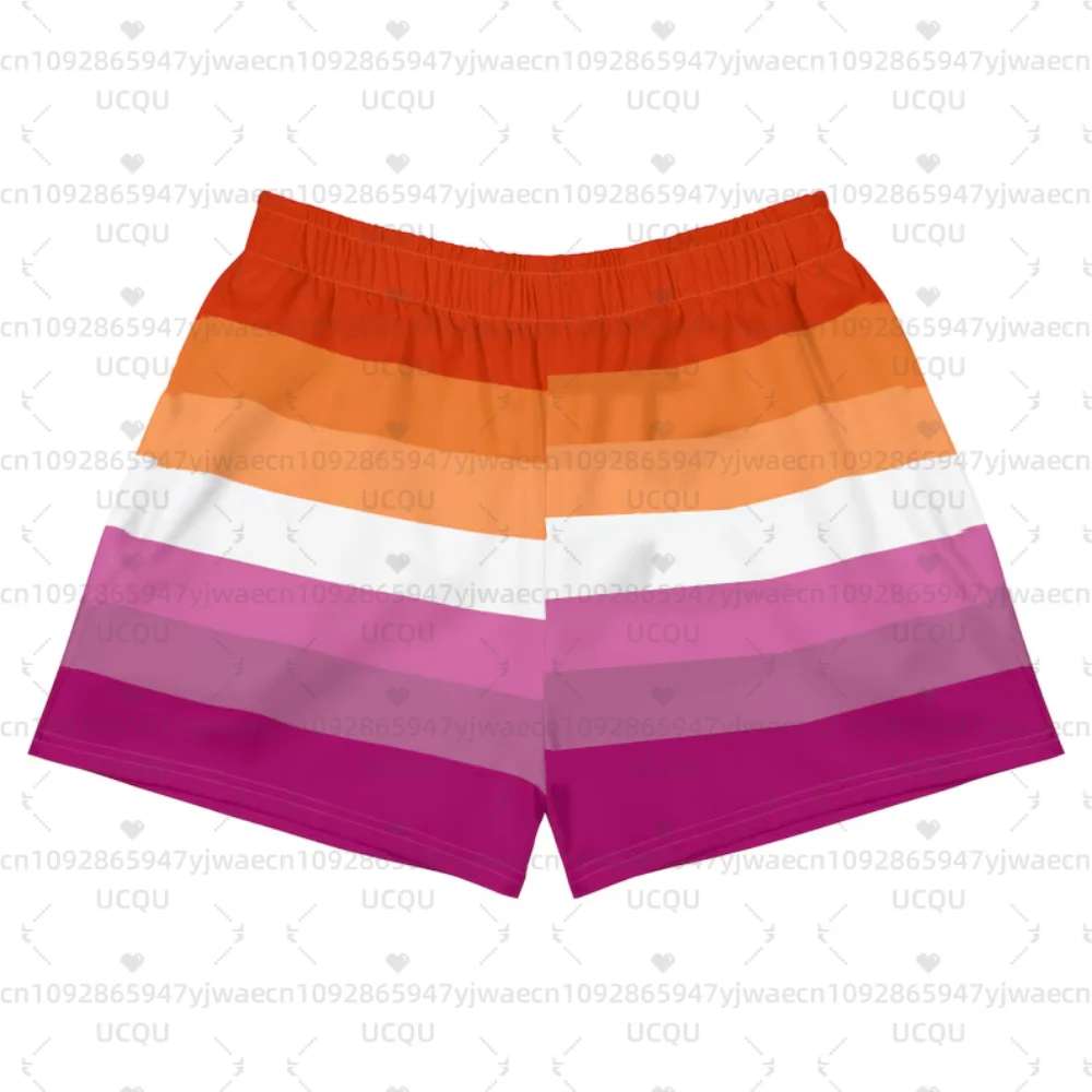 Rainbow Stripe Festival Shorts Yume Kawaii Shorts Pastel Goth Kleidung Pride Run Swim Gym Workout Damenshorts – Detail 4