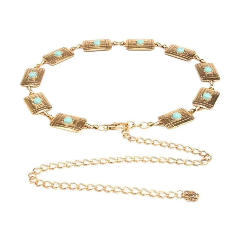 

652F Waist Belt Hot Girl Boho Carving Adjustable Body Chain for Dress Stage Club