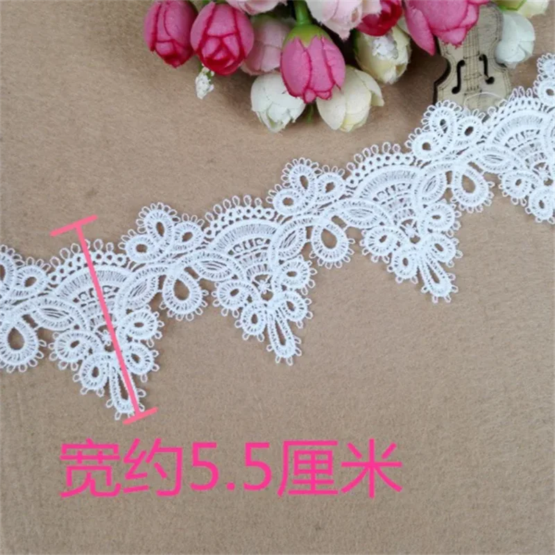 Cinta de flecos bordada de algodón blanco y negro de 5CM de ancho, tela de flores, adorno de cuello de encaje, vestido, cortina, suministros de