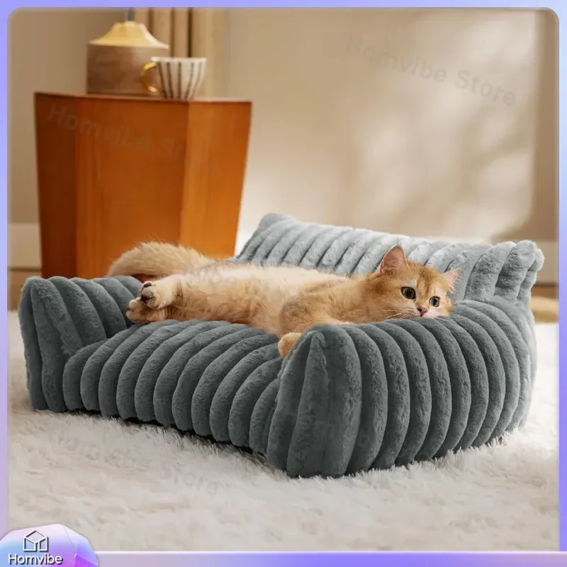 for Universal All Season Removable Washable Lattice Wavy Pattern Warm Cat Sofa Pet Bed Kennel Cat Litter