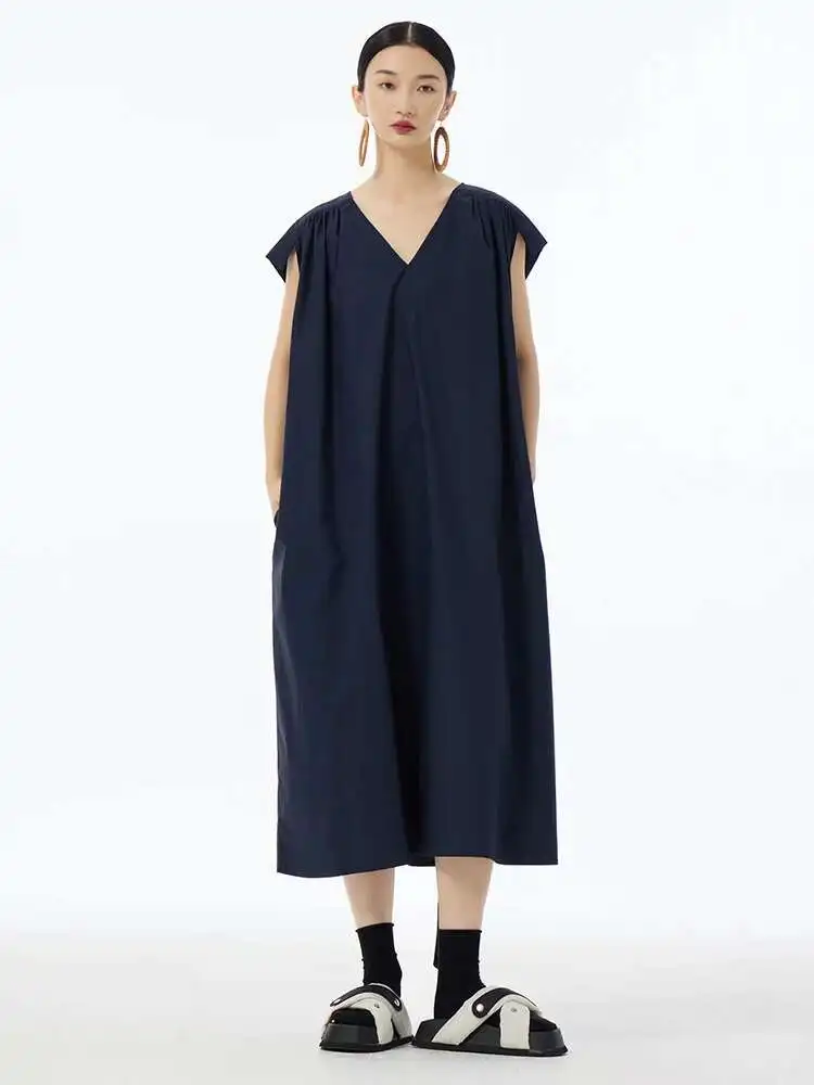 

Women Black Brief Belted Big Size Midi Elegant Dress New V-Neck Short Sleeve Fashion Tide Spring Summer