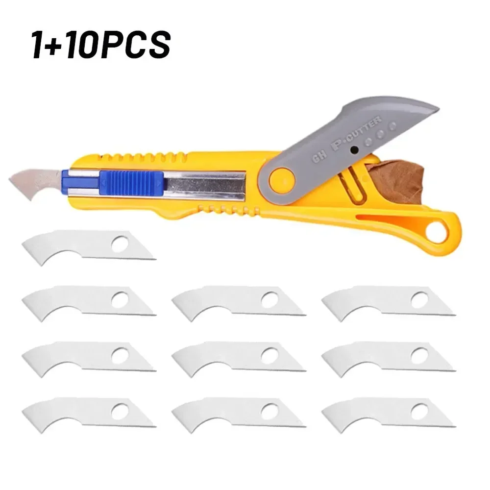 1pc Cutter With 10 Blades For Acrylic Plastic Sheet Cardboard Professional Utility Hook Precision Cutting Tools